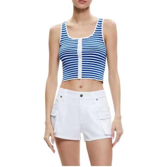 Alice + Olivia Blue And White Knit Striped Tank - Picture 2 of 7